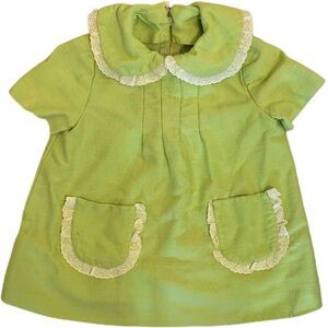 Vintage Green Dress with Lace Trim